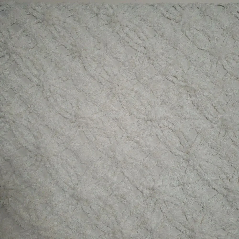 VTG Chenille Queen Size Bedspread White 100x88